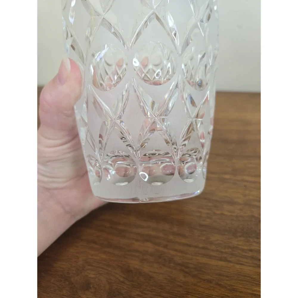 Vintage West Germany Crystal Vase 24% Lead Bavaria Scalloped Diamond Cut Clear